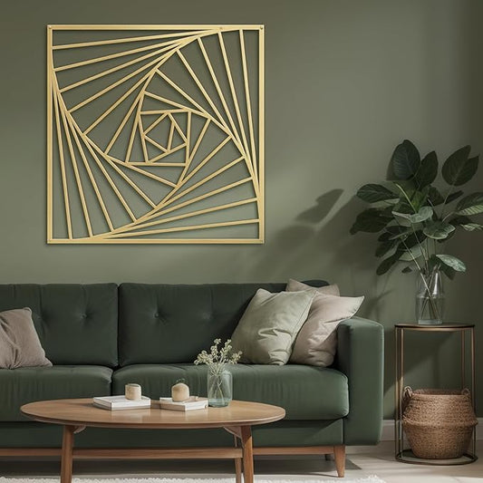 SIGNLEADER Metal Wall Decor Spiral Lines Minimalist Modern Luxury Wall Sculpture Hangings 3D Statue Home Decoration for Living Room, Bedroom, Bathroom, Kitchen, Fireplace, Office - 24" Gold