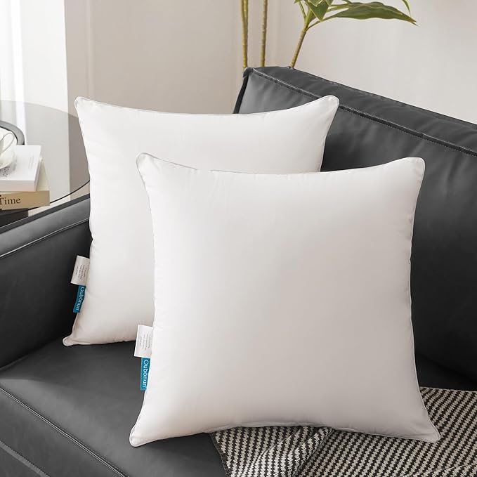 Oubonun 20"x20" Pillow Inserts (Set of 4) - 100% Cotton Cover, Square Throw Pillow Inserts for Couch, Sofa, Bed - Decorative 20 Inch White Pillow Inserts