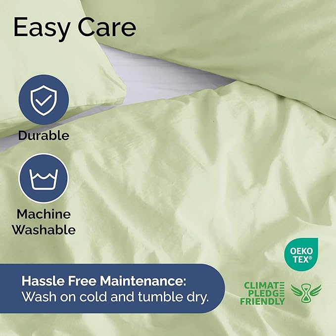 CGK Unlimited Duvet Cover Full Size Set - Extra Soft Full Size Duvet Cover 80 x 90 with 2 Pillow Shams - Hotel Quality w/Zipper Closures & Ties - Bedding and Bed Linens Set (Light Sage Green)