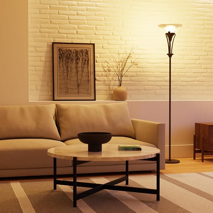 Globe Electric 63361 Gatineau 70" Floor Lamp, Dark Bronze Finish, Alabaster Glass Shade, 0