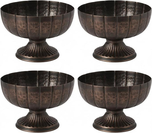 4 Pcs Distressed Black Bronze Compote Vase for Centerpieces Compote Bowl 8'' Wide Vintage Decorative Antique Urn Planter Vase for Wedding Event Anniversary Party Indoor Outdoor Activity