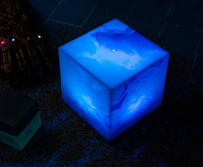 Ukonic Marvel Studios Tesseract Cube Infinity Stone 6-Inch Color-Changing LED Mood Light Replica for Nightstand Table