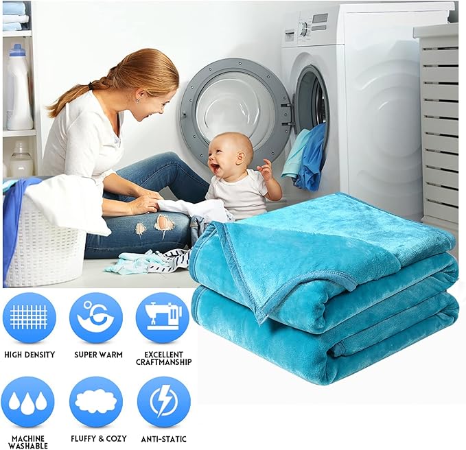 Soft Blanket Warm Fuzzy Microplush Lightweight Thermal Fleece Blankets for Couch Bed Sofa,California King102X108Inch,Turquoise