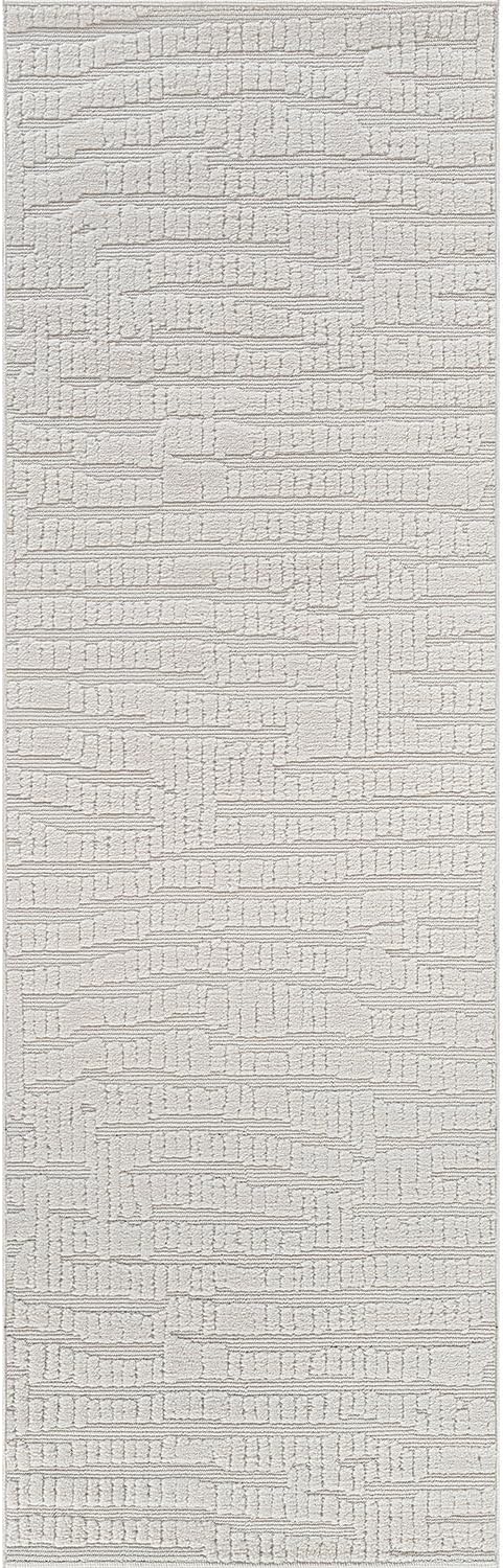 Luul Home Modern Micro Loop Indoor Runner Rugs for Living Room Bedroom Kitchen Geometric Pebble White 2x7 Luxury Durable Low and High Pile Non-Shedding Stain Resistant Soft Area Carpet 2 x 7