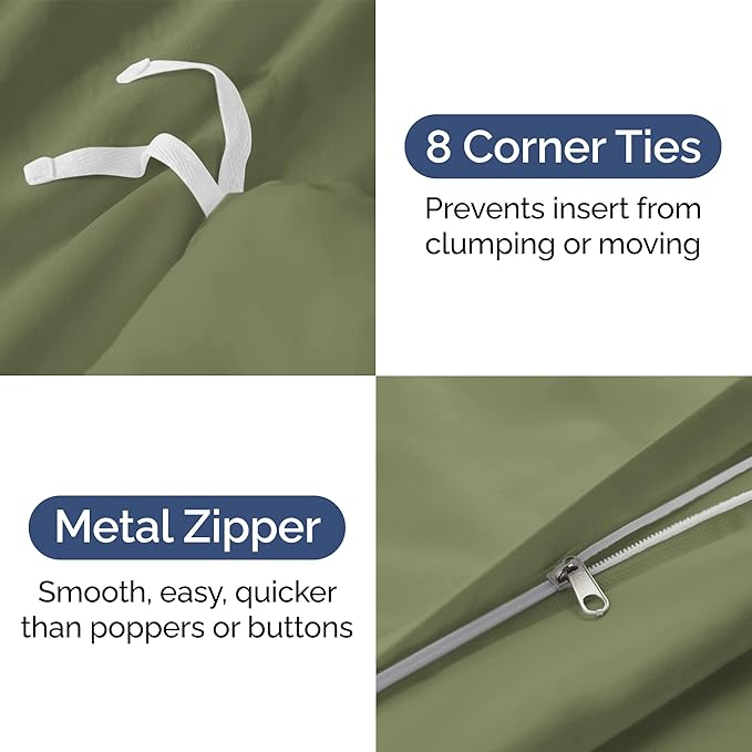 Duvet Cover Twin/Twin XL Size Set - Extra Soft Duvet Cover 68 x 90 with 1 Pillow Sham - Hotel Luxury, Easy Care and Fade Free with Zipper Closures & Ties - Comfy, Breathable Bedding Set (Sage Green)