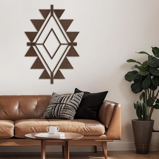 SIGNLEADER Metal Wall Decor Triangle Composition Minimalist Modern Luxury Wall Sculpture Hangings 3D Statue Home Decoration for Living Room, Bedroom, Bathroom, Kitchen, Fireplace, Office - 18" Bronze