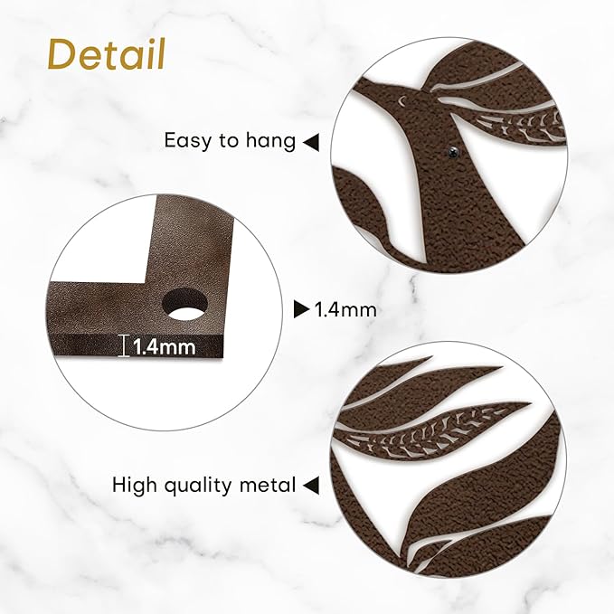 SIGNLEADER Metal Wall Art Decor Bird with Leaves Minimalist Modern Abstract Wall Sculpture Hangings Home Decoration for Living Room, Bedroom, Bathroom, Kitchen, Outdoor - 18" Bronze