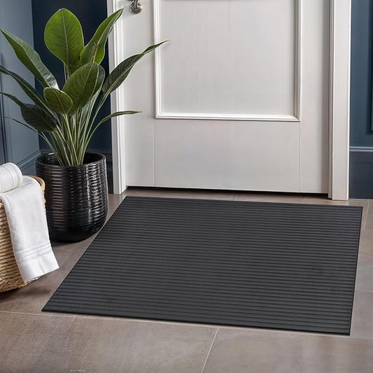 Beverly Rug Non Slip Area Rug 2 x 3 Modern Durable Ultra Soft Ribbed Indoor Rugs for Living Dining Room Office Stain Resistant Non Shedding Casual Easy Shag Indoor Carpet Dark Gray 2x3