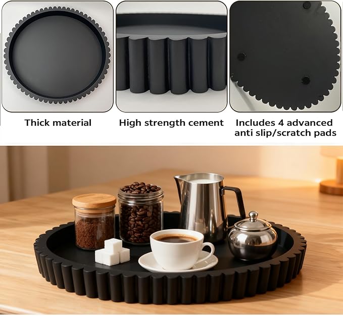 Oval Tray for Coffee Table Décor 13" Concrete Modern Decorative Trays Home Décor Accents -Coffee Table Centerpieces -Island Decor Contemporary Tray