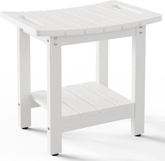 HIPS Shower Benches for Inside Shower, Shower Stool with Space-Efficient Storage Shelf, Waterproof Shower Chair Seat for Spa Bathroom(White)