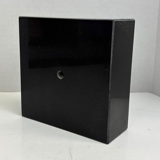 Premium Black Marble Display Base with Center Mount Hole – Polished Stone Pedestal Stand for Sculpture, Statue, Art, Awards, Lamps & Decor (6x6x2)
