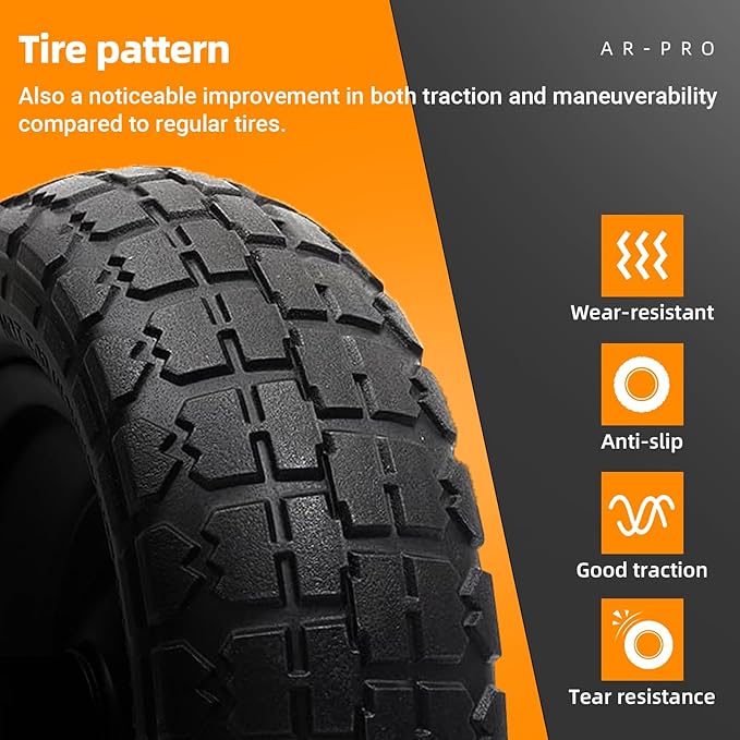 AR-PRO (2-Pack) 13" Flat Free Tire and Wheel - with 5/8" Axle Bore Hole, 2.17" Offset Hub - 13 lnch Solid Wheels Compatible with Garden wagon Cart,Hand Trucks,Utility Cart and Lawnmower Yard Trailers
