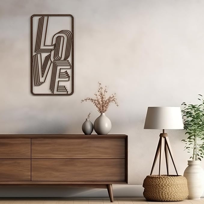 SIGNLEADER Metal Wall Art Decor The Love Modern Abstract Wall Sculpture Hangings Home Decoration for Living Room, Bedroom, Bathroom, Kitchen, Outdoor - 18" Bronze