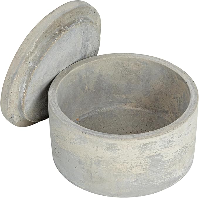Bloomingville A75500081 Set of 2 Grey Round Decorative Cement Lids Boxes