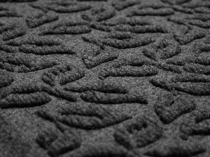 WaterHog Water Trapping Door Mat - Slip-Resistant Indoor/Outdoor Entrance Rug for Front Door, Entryways, Patios, Porch, Mudrooms, Hallway, Made in USA, Dogwood Leaf Collection, Charcoal, 2' x 5'