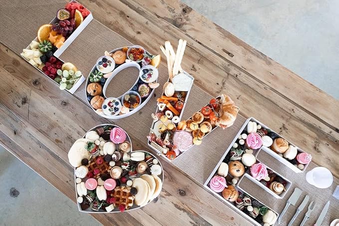 WENPACK 12.5" Cardboard Letter Shaped Mache Decorative Strawberries Fillable Sweets Candy Box with Clear Lid (White, L)
