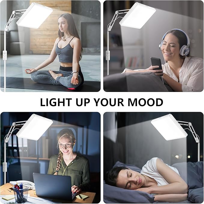SUXIO Light Therapy Lamp - 12000 LUX Therapy Lights, Happy Lamp with Remote, Light Box Therapy with 3 Timer & 4 Brightness, LED UV-Free Daylight Lamp Perfect for Home