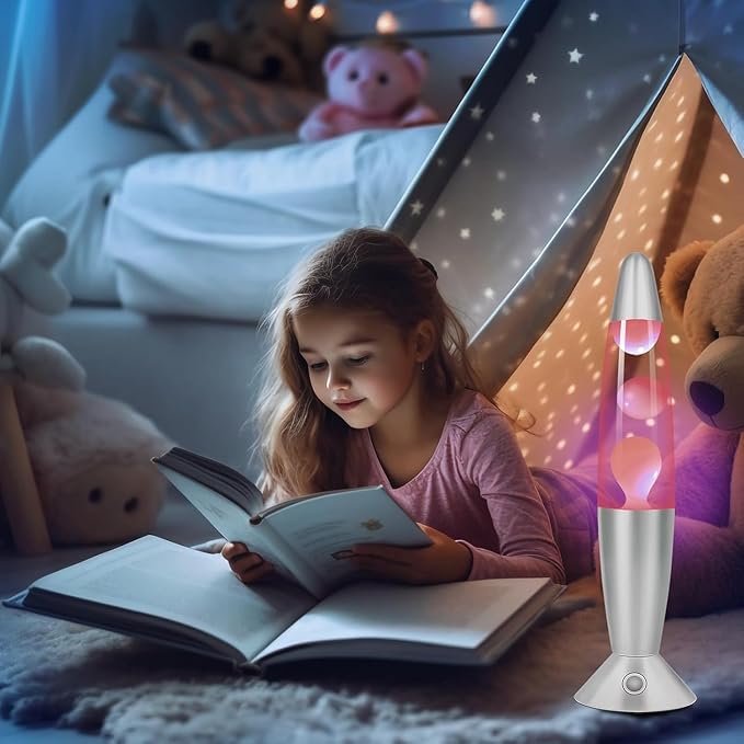 17 Color Changing Liquid Motion Lamp with Remote: 16 inches Large LED Night Lights, Christmas Gifts Table Lamp for Adults and Kids Bedroom,Home Decoration Mood Lighting, Pink Wax