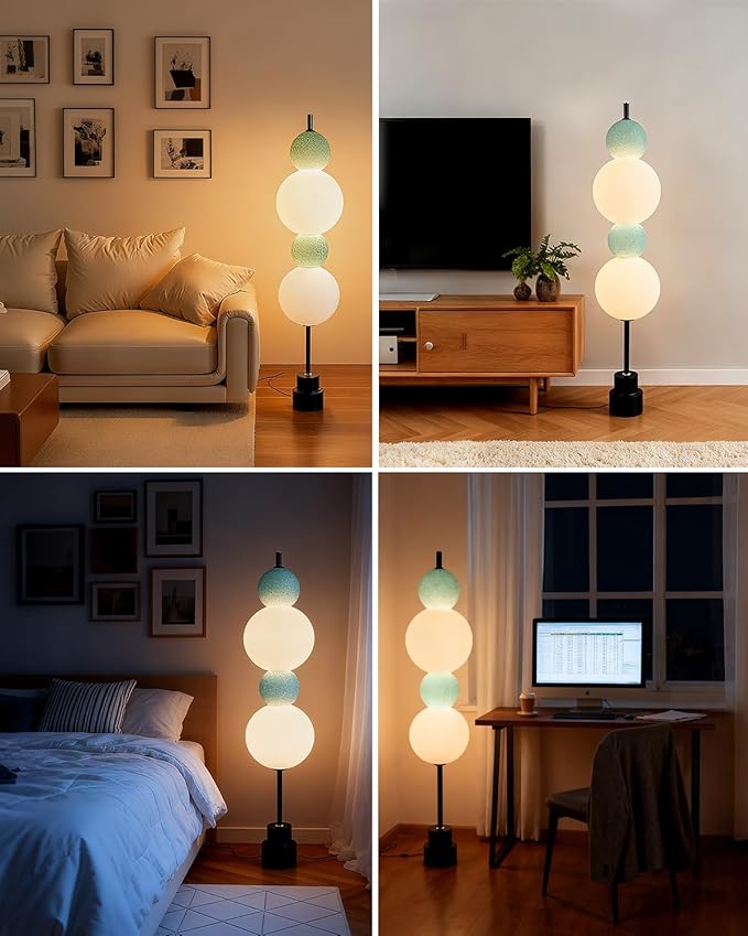 ACOHOOK Blue Globe Floor Lamp - 3 CCT (3000K/4000K/5000K) Dimmable LED, Touch Switch, Modern Tall Standing Lamp for Bedroom, Living Room, Home Office