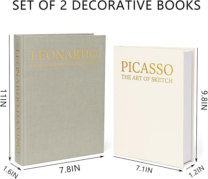 Decorative Book for Home Decor,Aesthetic Fake Books for Coffee Table Decoration Set of 2 Linen,Faux Decor Book Storage Box for Decoration (Light Green-Beige)