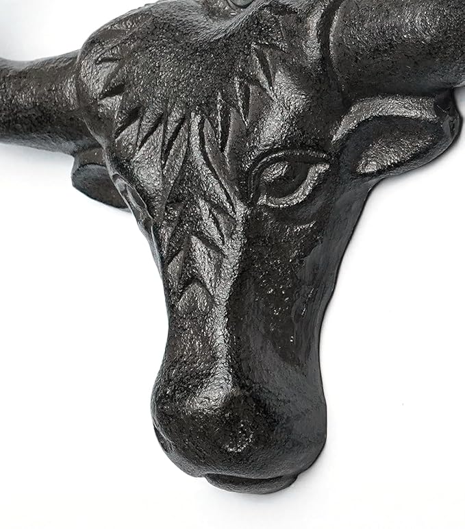 Cowboy Hat Rack for Wall 2 Pack Cowboy Hat Hook Cast Iron Hat Holder Cowgirl Hat Hanger Vintage Western Wall Decor Longhorn Hooks for Hat Storage and Organization Cow Decor Western Gift Rust