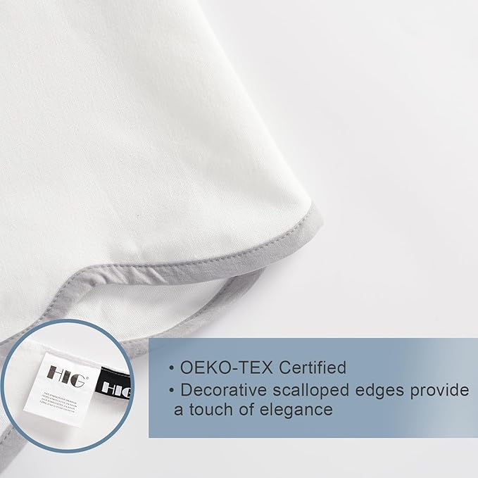 HIG Off White Chic Queen Bed Skirt - Easy Fit Scallop Edge Pleated Bedskirts, 14 Inch Drop Anti-Slip Dust Ruffle, Thick Fabric for Enhanced Privacy, Pre-Washed for Long-Lasting Use(N60022)