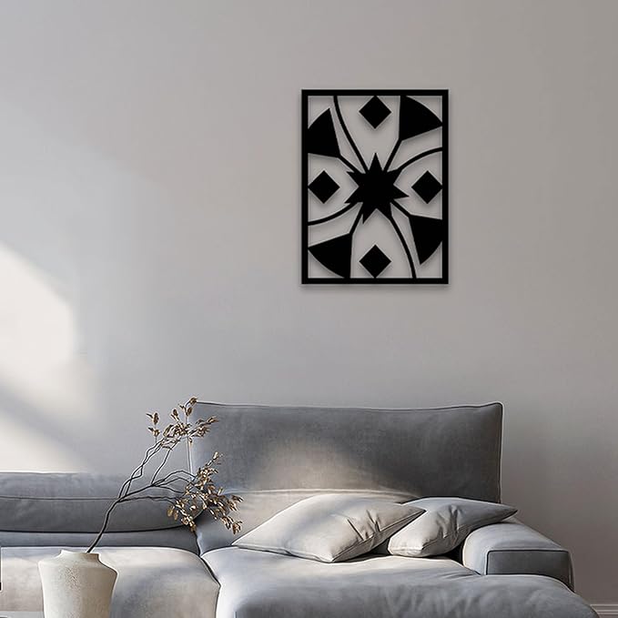 GlintHome Minimalist Wall Art - Black Abstract Metal Wall Decor 3D Textured Metal Wall Sculptures for Living Room Bedroom Bathroom Study Room
