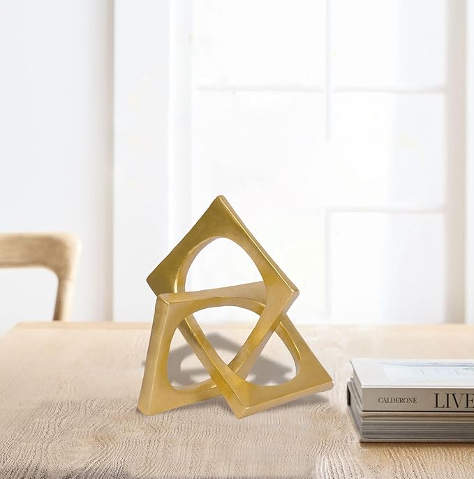 Modern Geometric Cube Sculpture Gold Knot Statue Decor Tabletop Sculpture and Figurines Cube Decorative Ornaments Knick Knacks Home Decor for Shelves Coffee Table Bookshelf Decoration Gifts