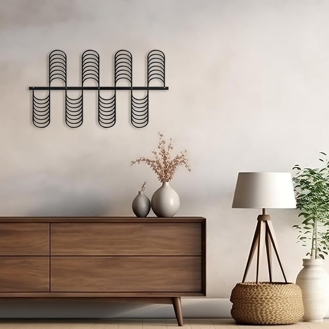 SIGNLEADER Metal Wall Decor Minimalist Modern Luxury Wall Sculpture Hangings 3D Statue Home Decoration for Living Room, Bedroom, Bathroom, Kitchen, Fireplace, Office - 18" Black