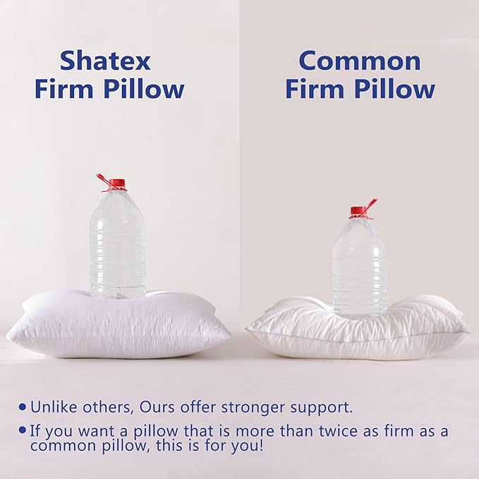 Shatex Firm Pillow, Queen Bed Pillow 28 x 20inch, Adjustable for Neck Pain Relief，Back Pillow Provide Strong Support for Stomach & Side Sleepers
