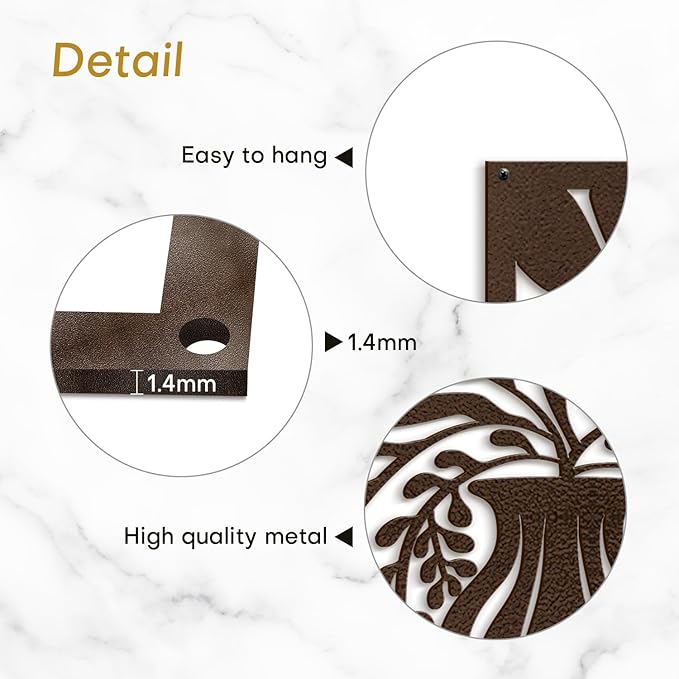 SIGNLEADER Metal Wall Art Decor Leaves in Bronze Bottle Minimalist Modern Abstract Wall Sculpture Hangings Home Decoration for Living Room, Bedroom, Bathroom, Kitchen, Outdoor - 18" Bronze