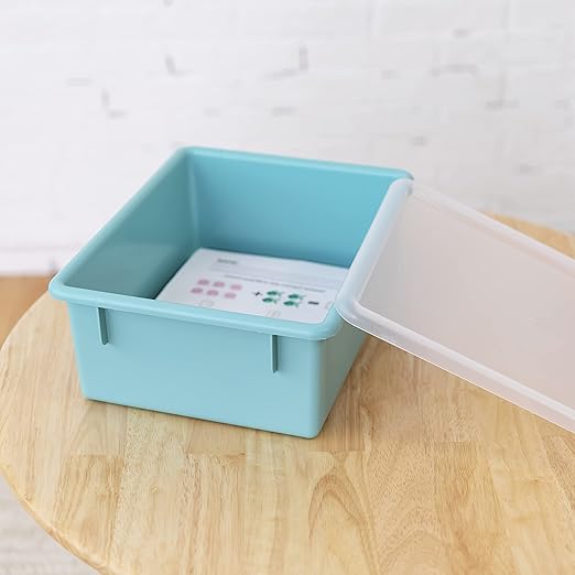 ECR4Kids Letter Size Deep Tray with Lid, Storage Bin, Contemporary, 10-Piece
