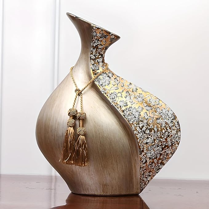 European Style Ceramic Flower Vase |15 Inch Pottery Big Boho Vase for Home Decor, Modern Decorative Vase for Dining Table,Not Suitable for Water, Suitable for Dry Flowers and Simulated Flowers