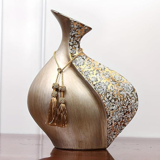 European Style Ceramic Flower Vase |15 Inch Pottery Big Boho Vase for Home Decor, Modern Decorative Vase for Dining Table,Not Suitable for Water, Suitable for Dry Flowers and Simulated Flowers