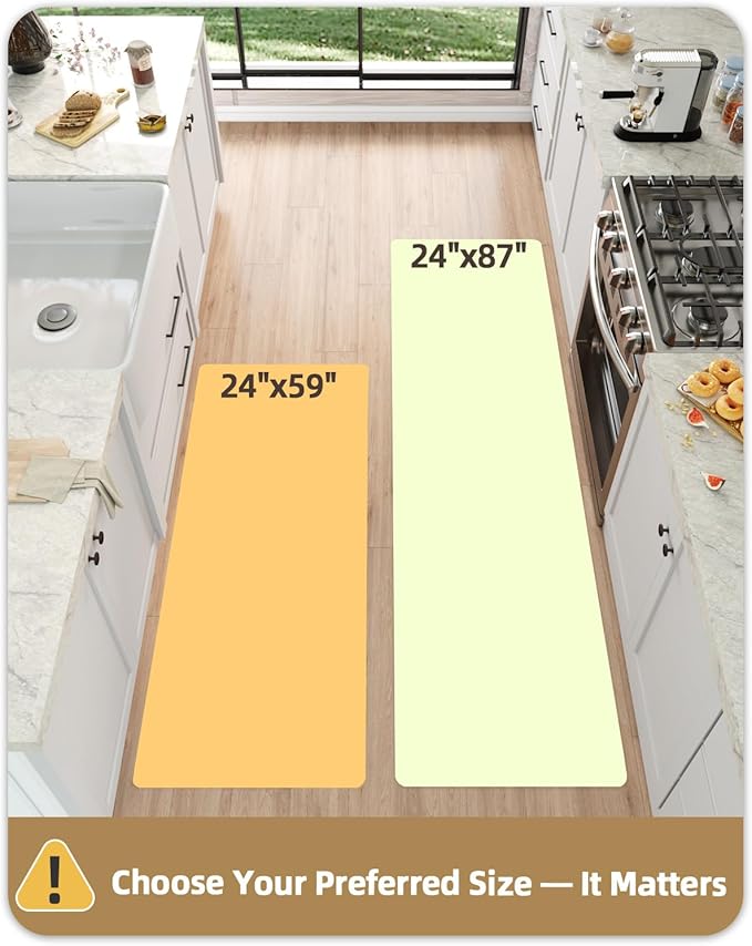 Color&Geometry Anti Fatigue Kitchen Mats for Floor 24x59, Vintage Decor, Easy Clean, Waterproof & Oil Proof, 0.4" Thick Cushioned, Non-Slip Kitchen Runner Rug for Sink, Laundry, Office, Grey