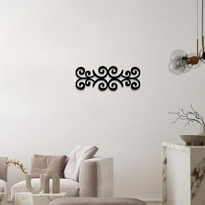 GlintHome Black Metal Wall Art for Living Room Abstract Modern Wall Sculpture Textured Artwork Minimalist Geometric wall Decor for Bedroom Bathroom Living Room Home