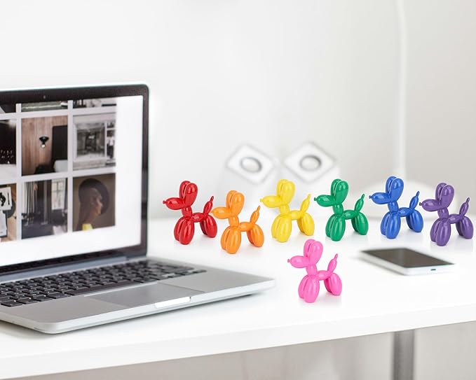 Vibrant Pink Balloon Dog Statue Decor, 4 inch Small Knick Knacks Balloon Animal for Shelf Decor