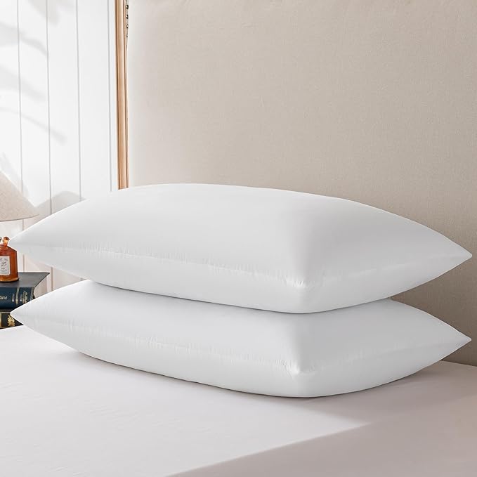 basic home Goose Feathers and Down Pillows, Cotton Cover, Bed Sleeping Hotel Collection Pillows,Set of 2, King Size 20x36