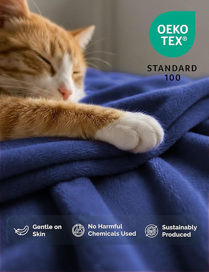 Casa Platino Fleece Blanket King Size – 300 GSM Navy Blue Fleece Throw for Bed or Couch – Soft Cozy Warm Holiday Bed Blanket for Winter, Fuzzy Plush Elegant Gifts for Men - 108x90 Inch