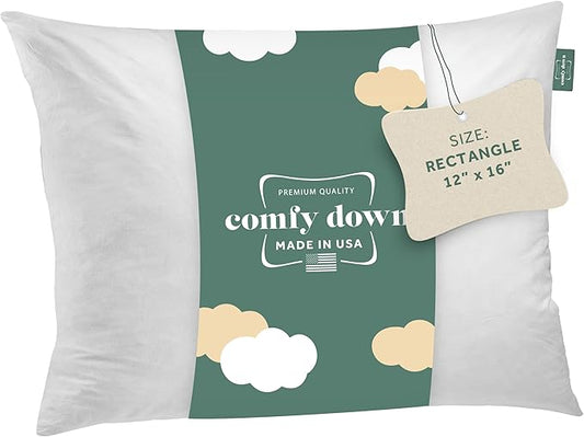 ComfyDown Decorative Throw Pillow Insert, Down and Feather Fill, 100% Cotton Cover, 233 Thread Count - Made in USA (12 X 16)