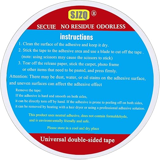 SJZQ Double Sided Carpet Tape 2 in x 30 yd - Heavy Duty Rug Gripper for Area Rugs on Hardwood, Tile, Concrete Floors, Strong Adhesive Removable Residue Free
