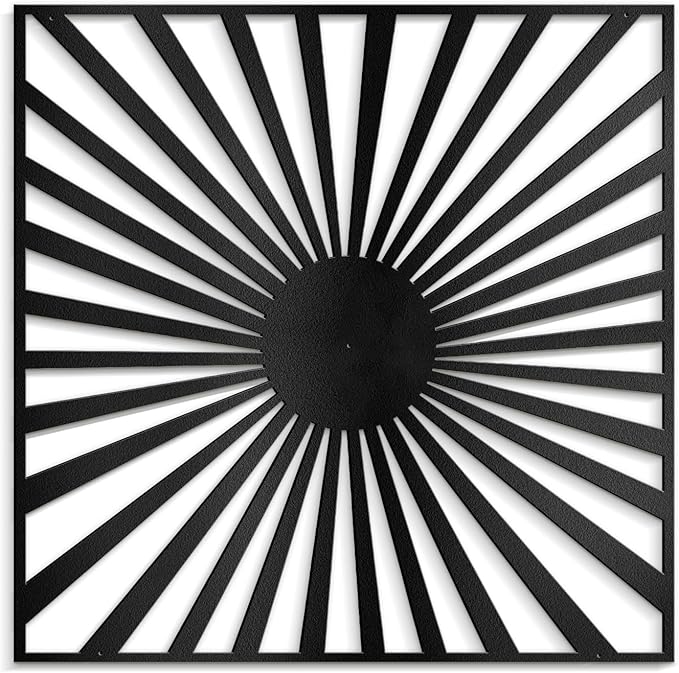 SIGNLEADER Metal Wall Decor Sun Ray Lake Minimalist Modern Luxury Wall Sculpture Hangings 3D Statue Home Decoration for Living Room, Bedroom, Bathroom, Kitchen, Fireplace, Office - 18" Black