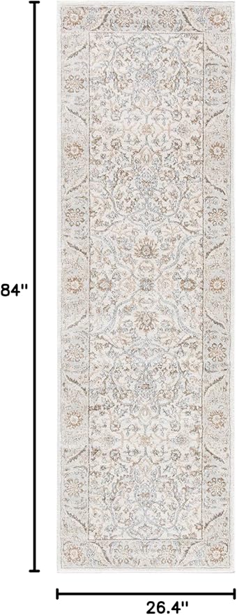 SAFAVIEH Isabella Collection Runner Rug - 2'2" x 7', Cream & Beige, Oriental Design, Non-Shedding & Easy Care, Ideal for High Traffic Areas in Living Room, Bedroom (ISA912A)