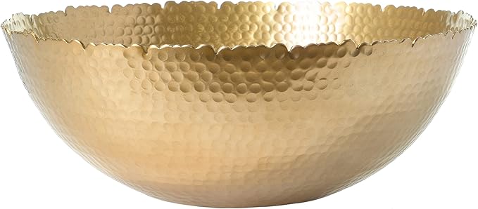 Red Co. Antique Style Tabletop Gold Textured Centerpiece Round Serving Platter Tray Catch-All Dish - 13 Inches Dia, for Dining Living Room Home Décor