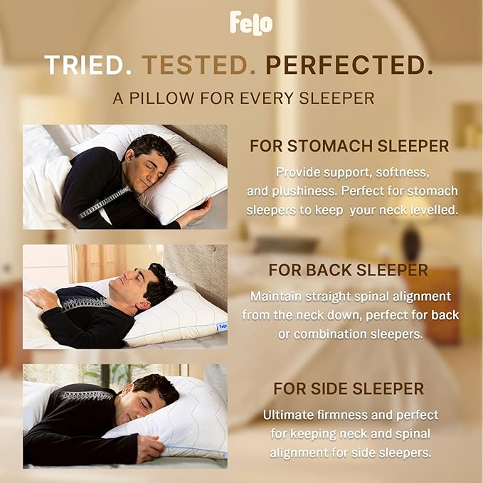 felo Feather Down Pillow King Size,CloudFusion Goose Pillow for Sleeping, Luxury Hotel Collection Bed Pillow, Supportive Soft Pillow for Side Back Pain Sleepers, 100% Organic Cotton Shell (20" x 36")