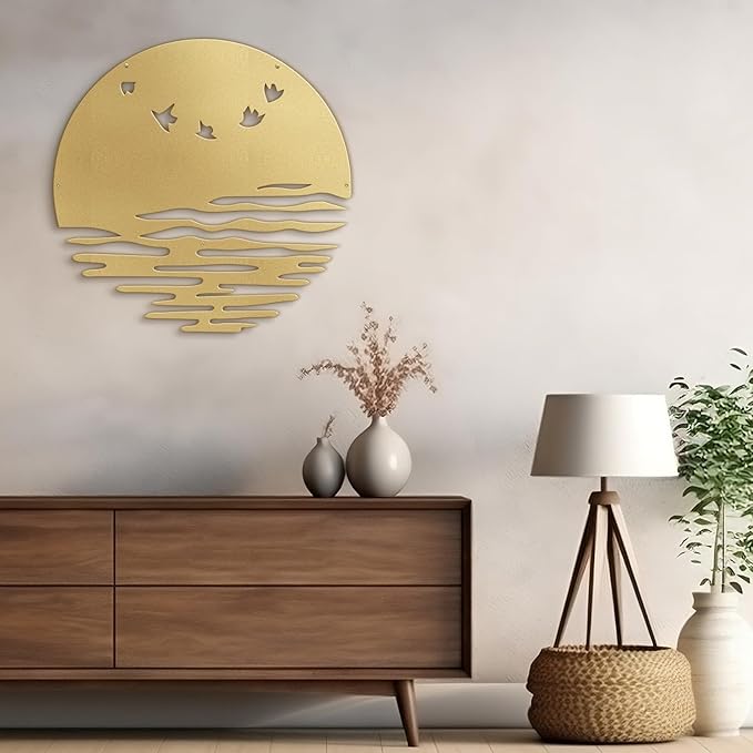 SIGNLEADER Metal Wall Art Decor Birds Minimalist Modern Abstract Wall Sculpture Hangings Home Decoration for Living Room, Bedroom, Bathroom, Kitchen, Outdoor - 18" Gold