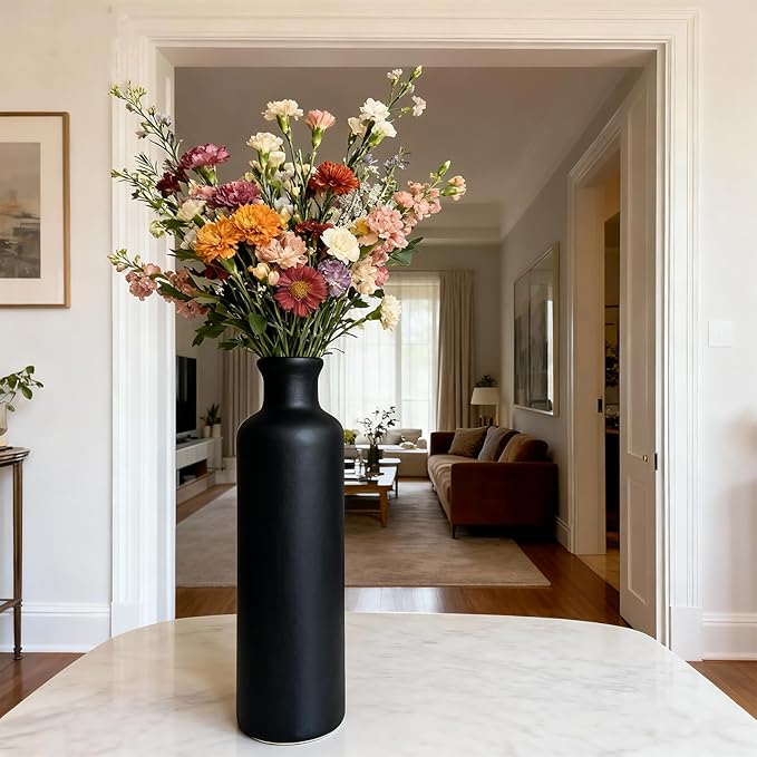 Ceramic Vase Set of 3, Modern Rustic Farmhouse Vases Home Decor, Pampas Vase for Table Centerpiece, Kitchen, Living Room, Table Shelf, Office Decor, Fireplace and Entrance Decorations