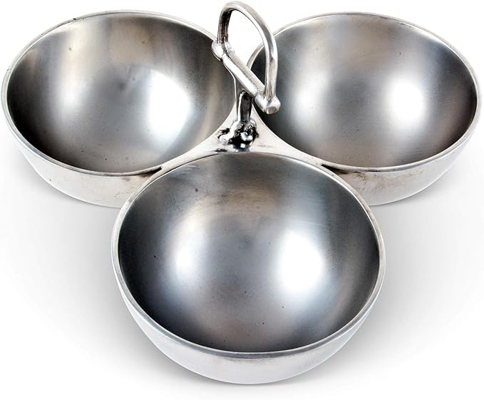 Arthur Court Equestrian Horse 3 Bowl Nut Snacks Candy Dish Bowl Ensemble - Cast Aluminum Hand Polished 5.5 inch Tall x 9 inch Wide