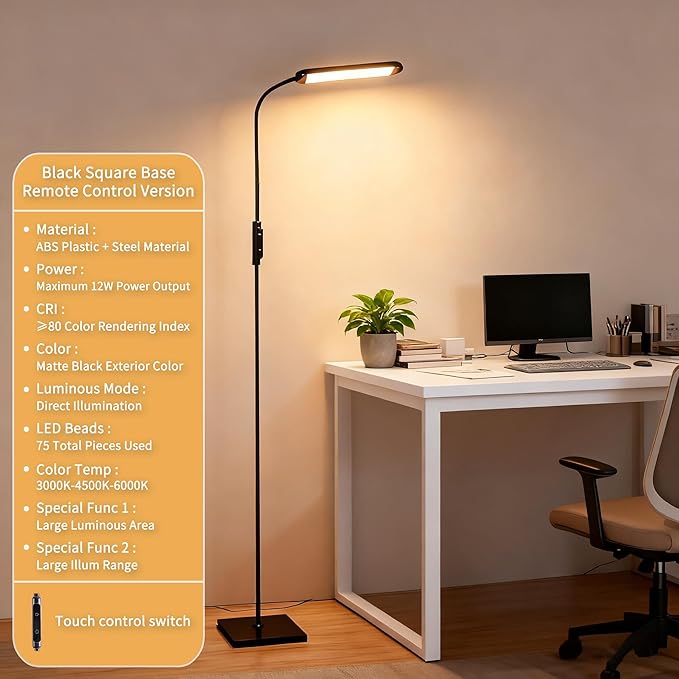ZGWAUYYDS LED Floor Lamp for Living Room Lash Light for Eyelash Extensions Lash Lamp Stepless Adjustable 3000k-6000k Colors & Brightness Standing