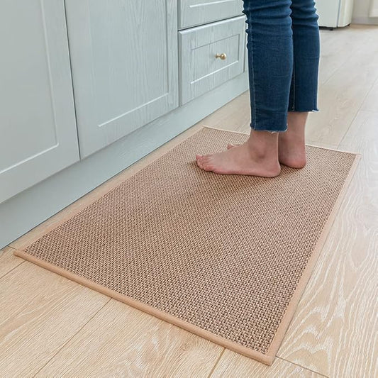 MontVoo Kitchen Rugs and Mats Non Skid Washable, Absorbent Runner Rugs for Kitchen, Front of Sink, Kitchen Mats for Floor (Beige, 16"x24")